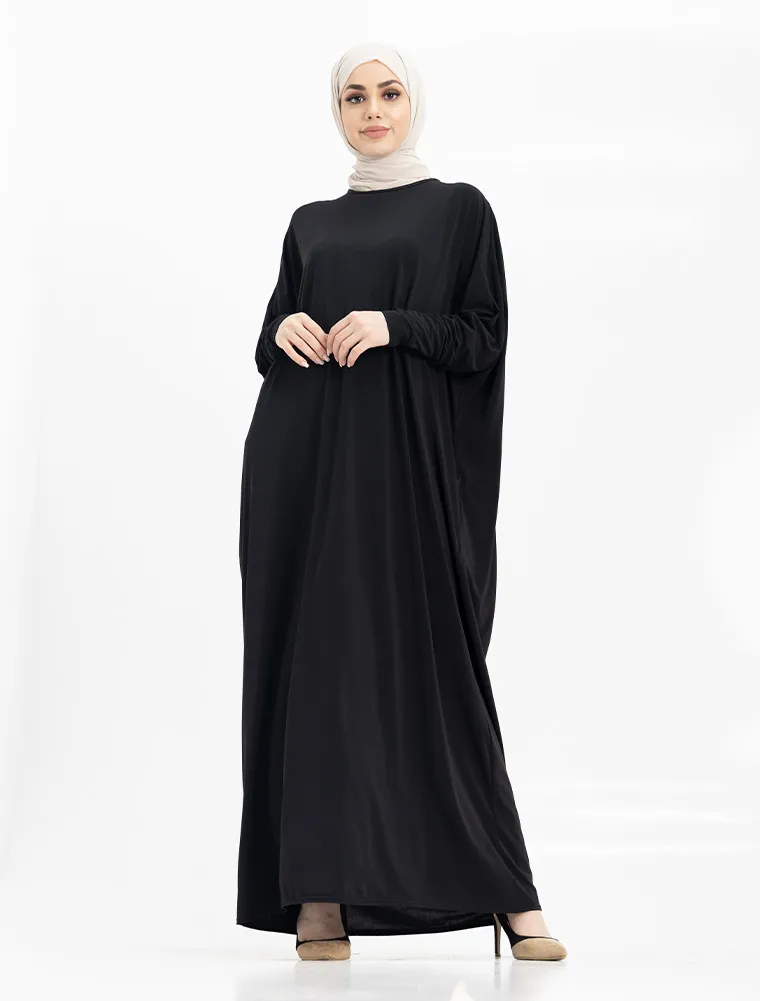 Black Batwing Jersey Abaya